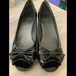 Stuart Weithman patent leather open toe shoes